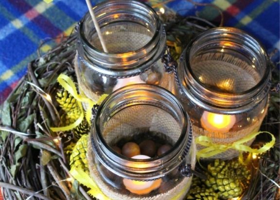 Rustic Spray Paint Thanksgiving Centerpiece